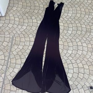 Bell bottom velvet jumpsuit